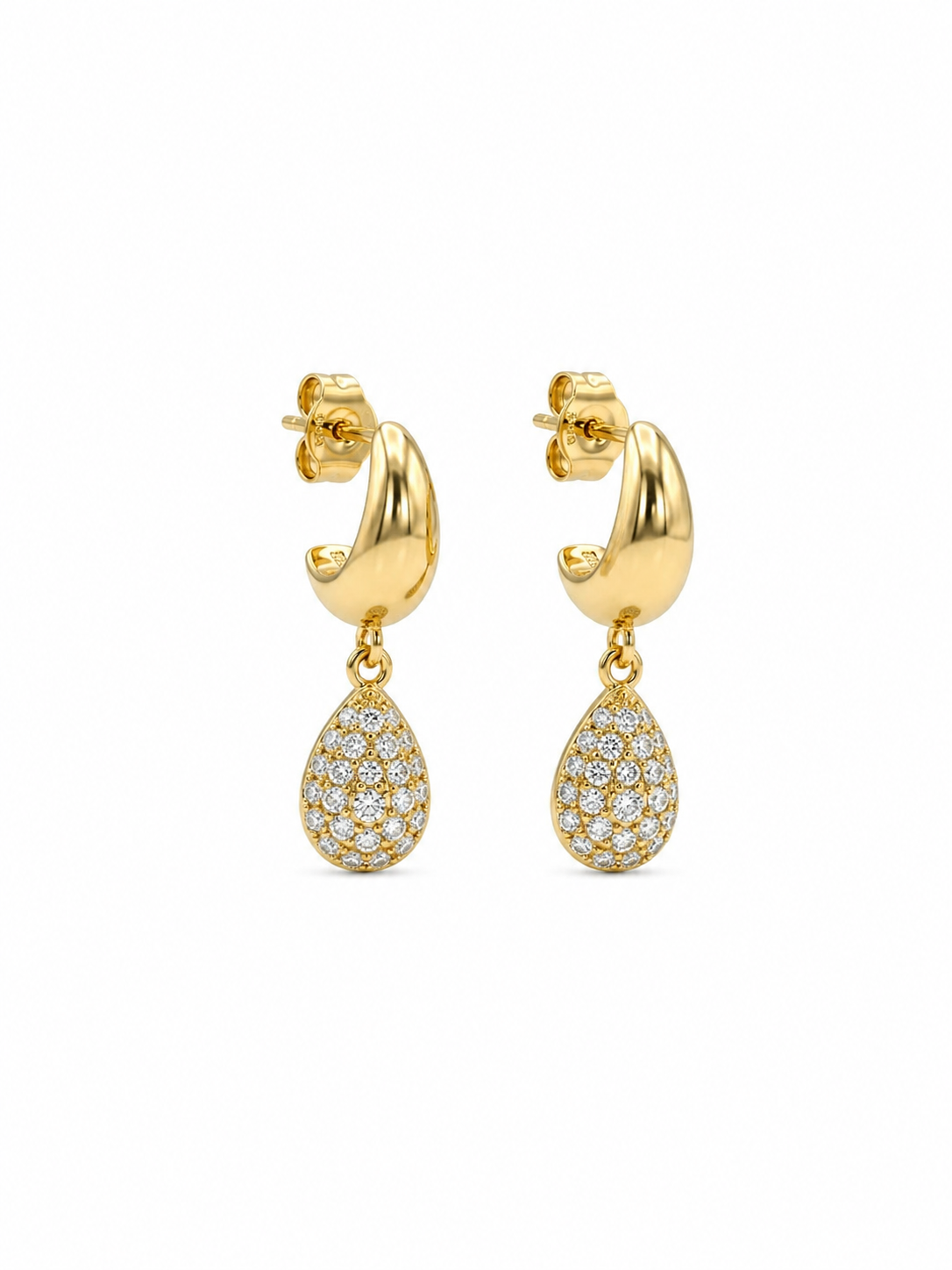 Diamond Teardrop Hoop Earrings