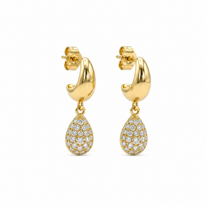 Diamond Teardrop Hoop Earrings – anti-tarnish gold earrings by Nesiy
