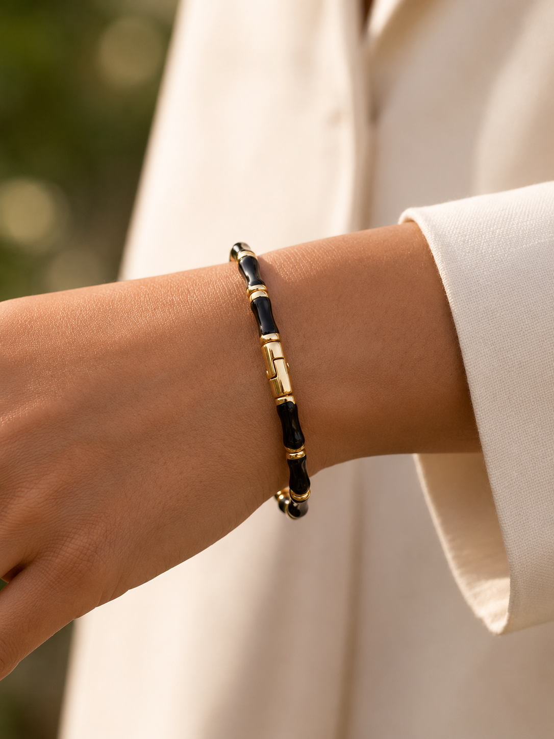 Black bamboo link Kada bracelet