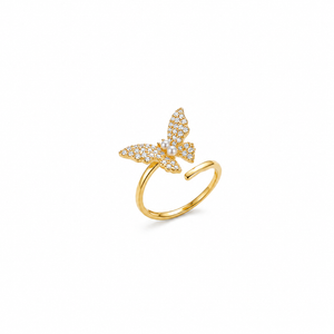 Butterfly Pearl Clasp Ring – anti-tarnish gold ring by Nesiy