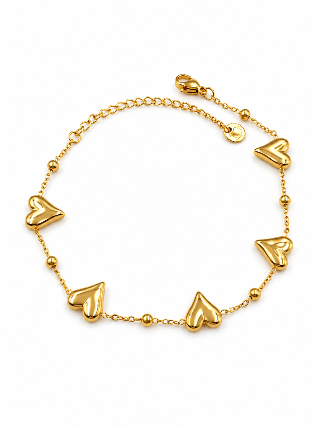 Golden Puffy Heart Bracelet