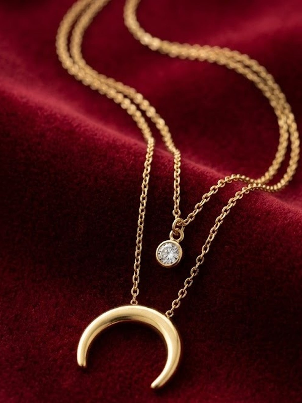 Crescent moon layered neckalce