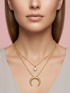Crescent moon layered neckalce