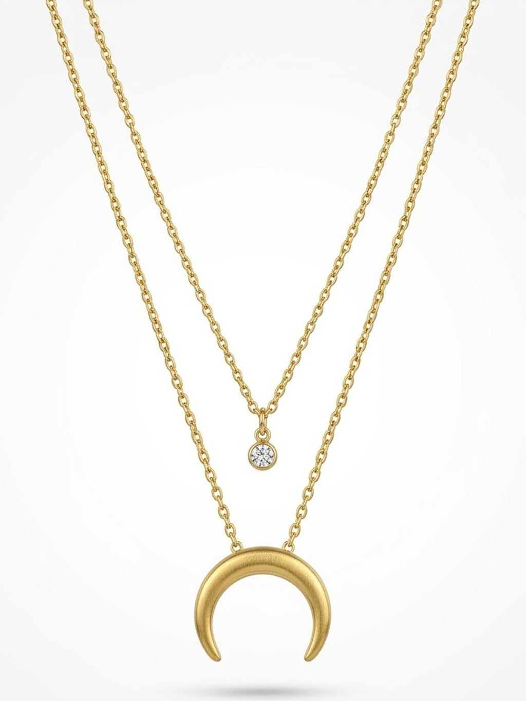 Crescent moon layered neckalce