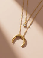 Crescent moon layered neckalce