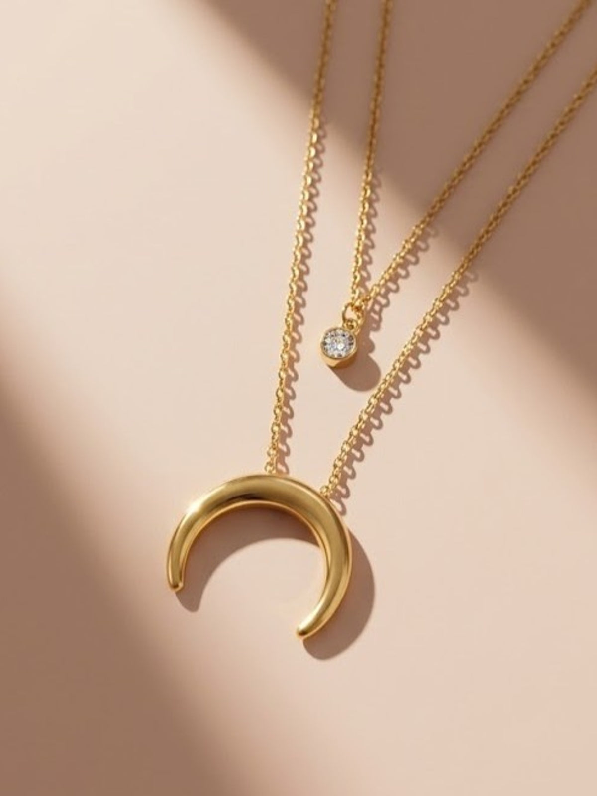 Crescent moon layered neckalce