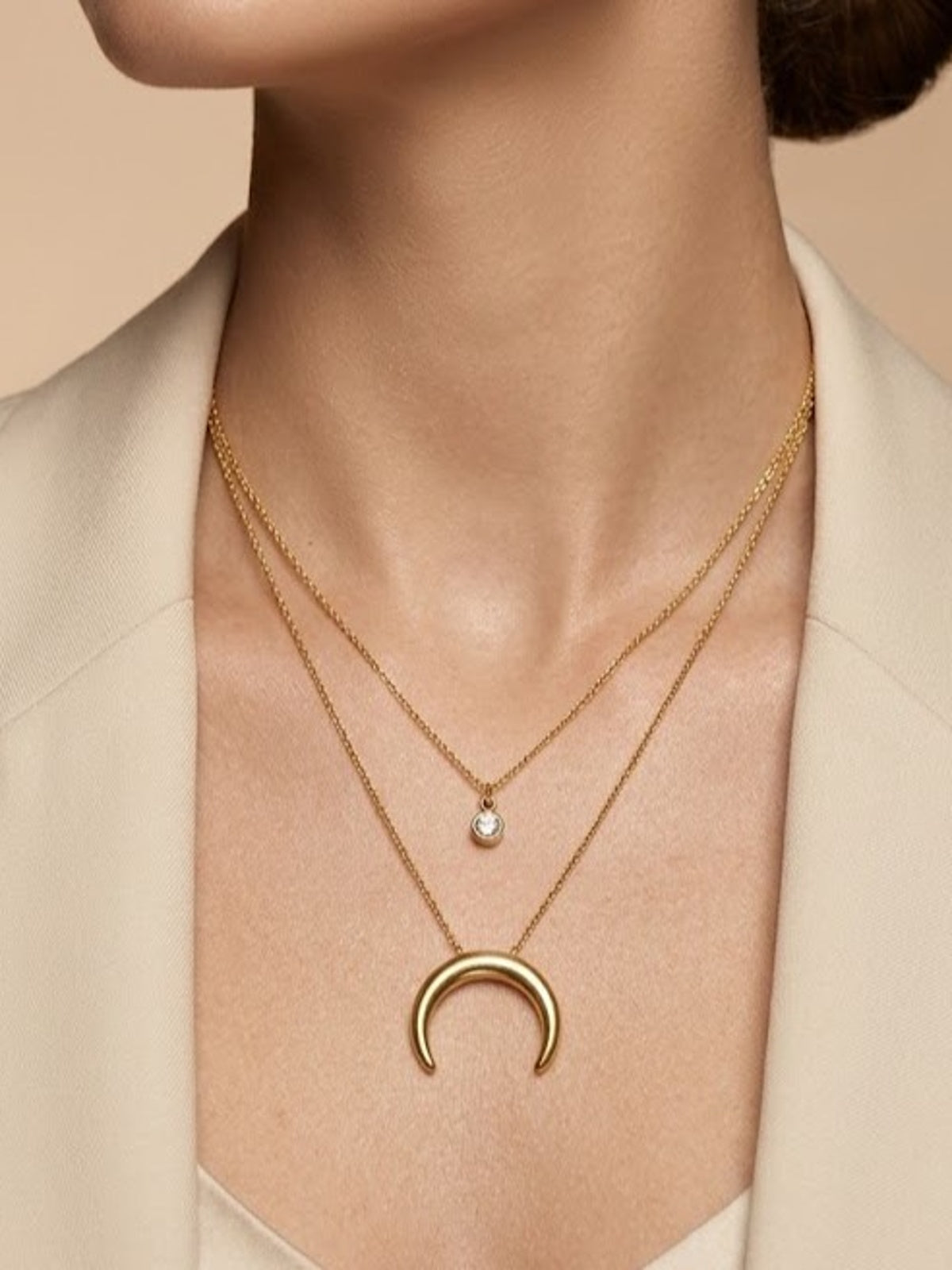 Crescent moon layered neckalce