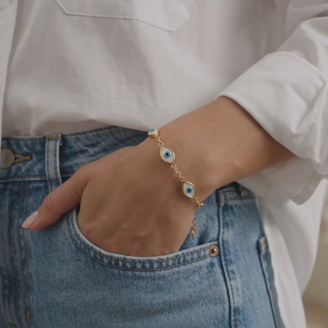 Golden Evil Eye Charm Bracelet