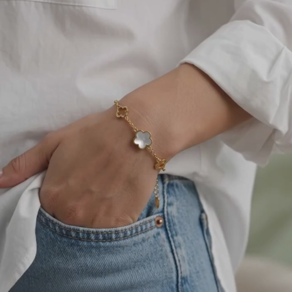 White Clover Charm Bracelet
