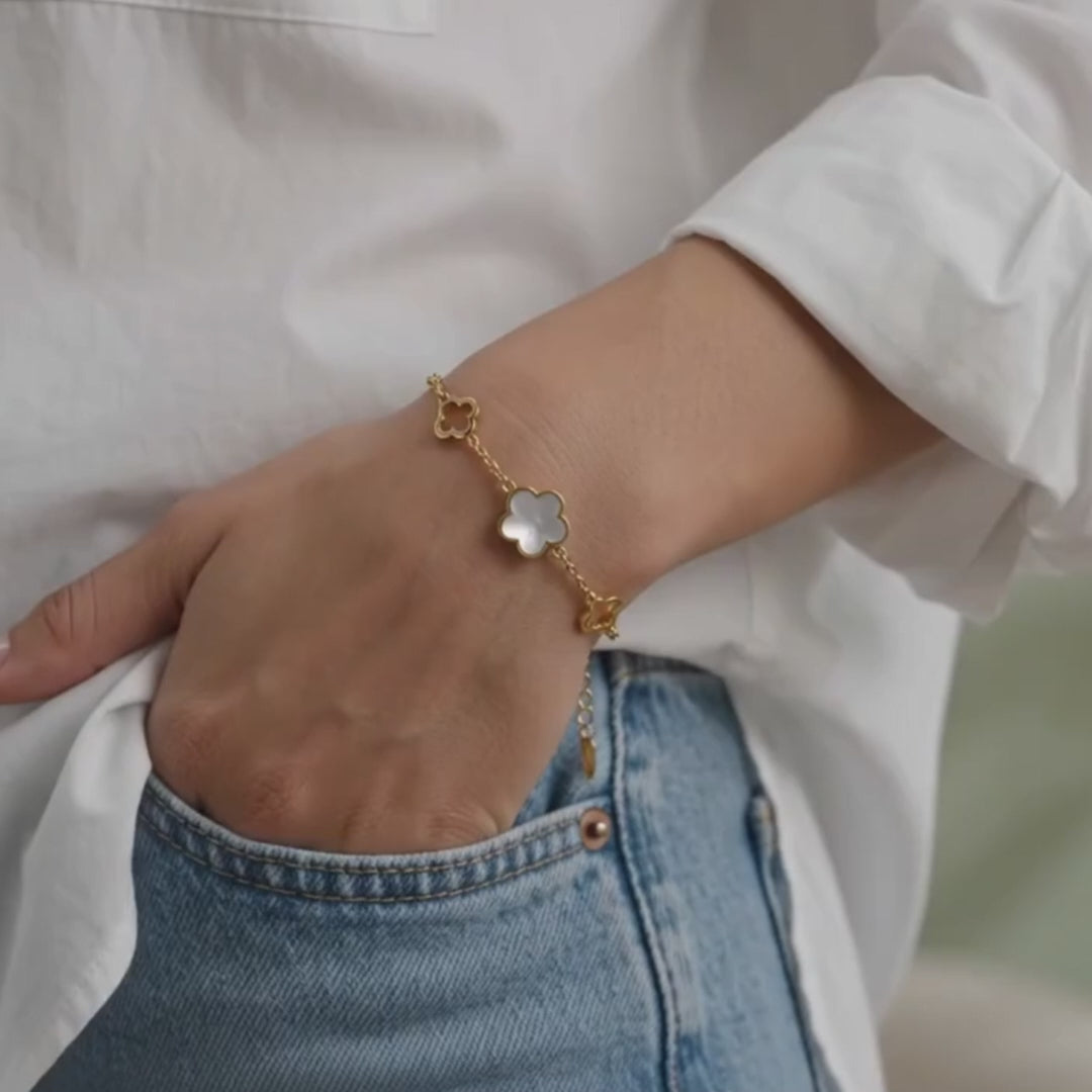 White Clover Charm Bracelet