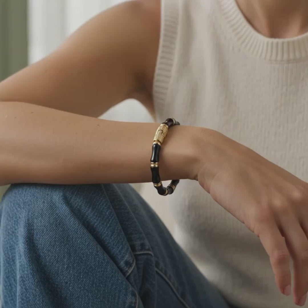 Black bamboo link Kada bracelet