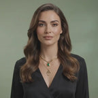 Golden emerald hamsa layered necklace