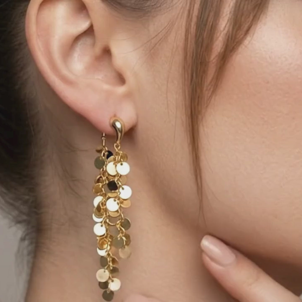 Golden Sequin Tassel Earrings