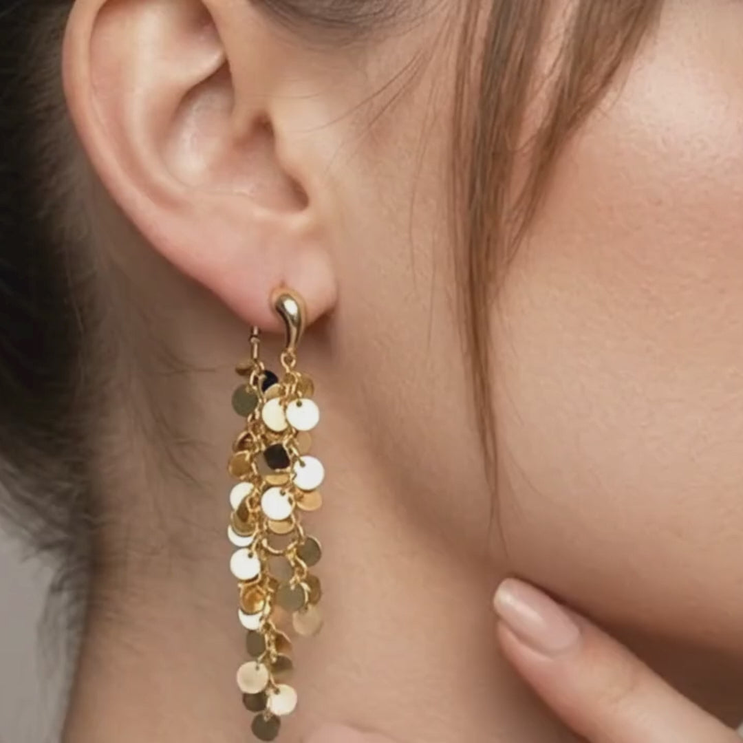 Golden Sequin Tassel Earrings