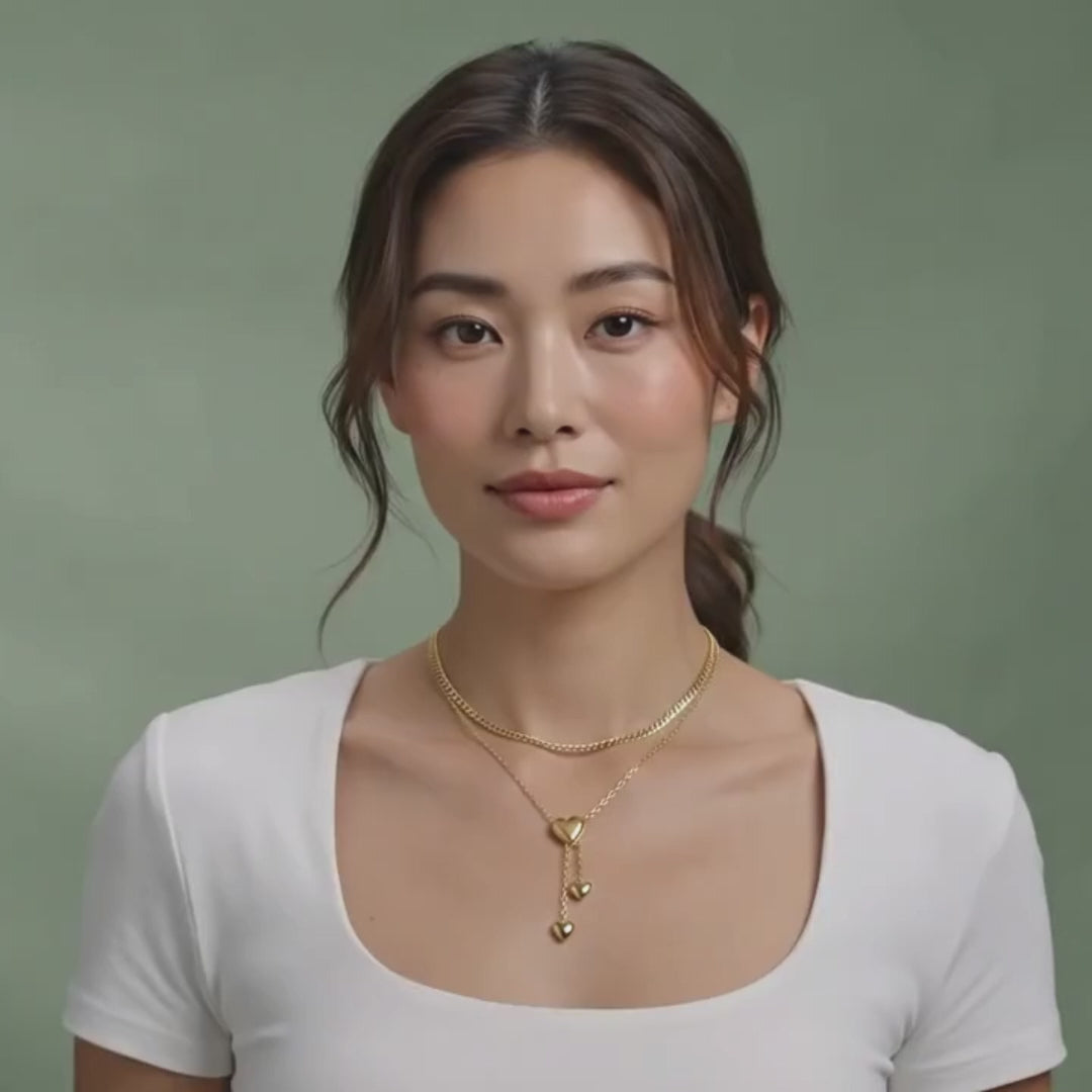 Double layered golden heart necklace