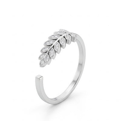 Silver Zircon Leaf Dance Ring